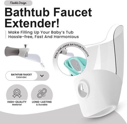 Bath Helper - Bath Tub Faucet Extender - Guides Water Directly from Faucet to Baby Bath Tub Without Excessive Water Waste and Splashing (Blue)...