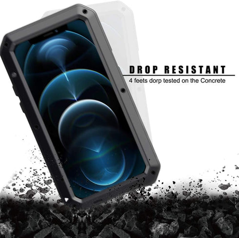 Marrkey for iPhone 12 Mini Case,Full Body Protective Cover Heavy Duty Shockproof Tough Armour Aluminum Alloy Metal Case with Silicone Built-in Scr...