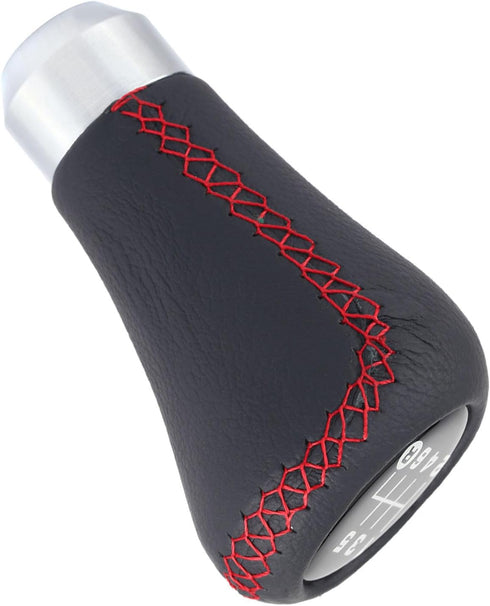 Gear Shift Knob, Red Gear Knob Universal Car Gear Knob Shifter PU 6 Speed Gear Shift Knob Shifter Stick Head with 3 Hoses Spade Shift Knob Manual ...