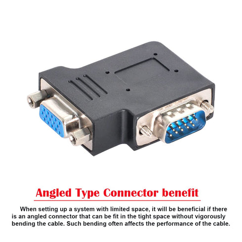 chenyang Vertical Flat Left Angled 90 Degree VGA SVGA Male to Female Extension Adapter Black...