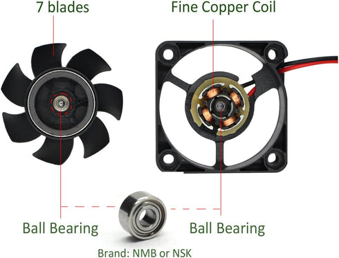 ANVISION 40mm x 10mm DC 12V Brushless Cooling Fan, Dual Ball Bearing, 2 Pin...