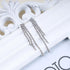 Boho Rhinestone Tassel Earrings Silver Long Crystal Chain Earrings Long Crystal Cz Drop Earrings Vintage Cz Tassels Chain Earrings Wedding Chandel...