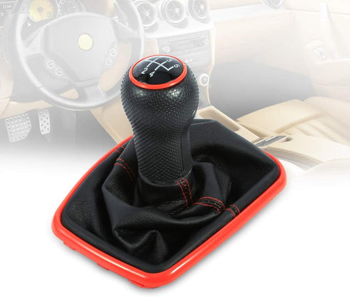 EVGATSAUTO Stick Shift Knob, 5 Speed Gear Shift Knob Shifter Gaitor Boot Shift Gear for 1999-2004 Mk4 for Golf for Jetta...
