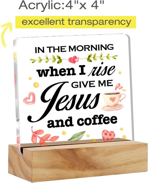 in the Morning When I Rise Give Me Jesus and Coffee Desk Decor Acrylic Desk Sign Kitchen Coffee Bar Acrylic Plaque Home Office Desk Shelf Decorati...