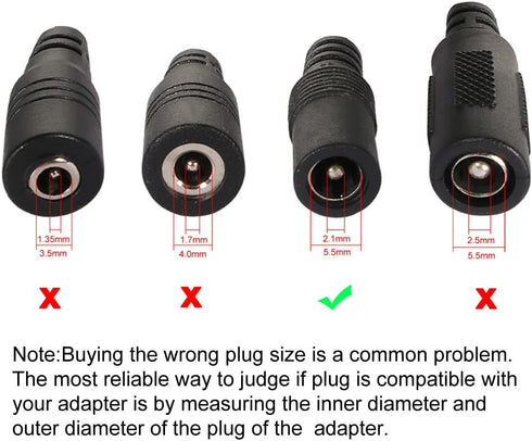 uxcell 3Pcs DC Power Connector Adapter 5.5mmx2.1mm Female to Female Cable Jack Socket Converter for Laptop CCTV Camera strip lighting Black...