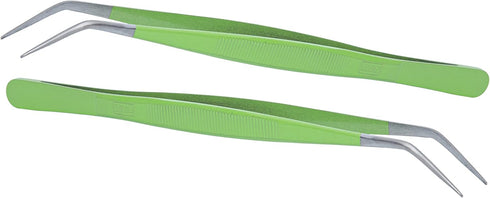HADIZ Stainless Steel Garden Tweezer Two Piece Set with Curved Tip Tweezers for Cactus and Succulents Gardening(Curved)...