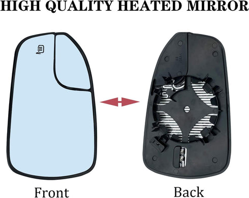 Driver Left Side Mirror Replacement for 2013 2014 2015 2016 2017 2018 2019 2020 Ford Fusion Side Mirror Glass - Side View Heated Convex Mirror wit...