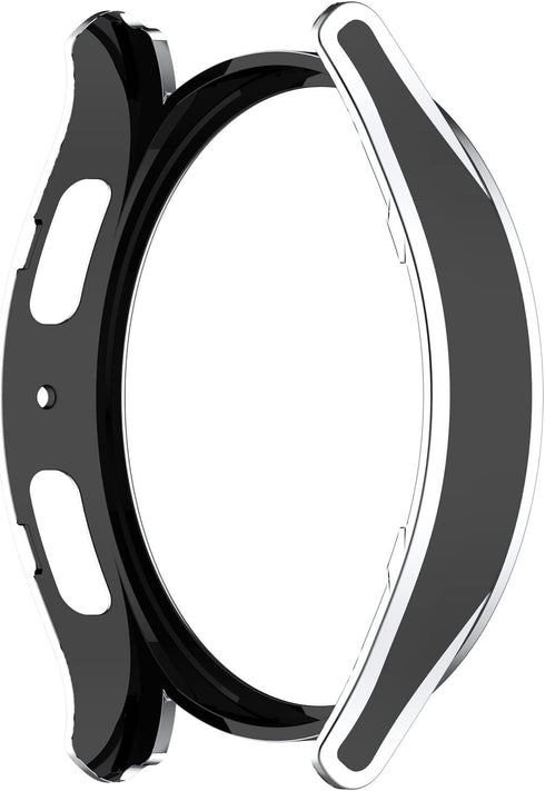 Smartwatch Full Coverage PC Protective Case Cover with Tempered Glass Screen Protector Compatible with Samsung Watch 5 40mm, Soft and Durable(Blac...