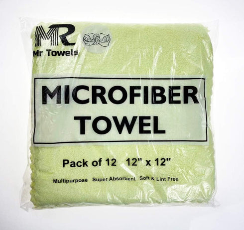 Ultra Soft Edgeless Microfiber Cleaning Towel Pack of 12, All-Purpose Multipurpose Plush 12' x 12' Cleaning Towels, Super Absorbent (Yellow)...
