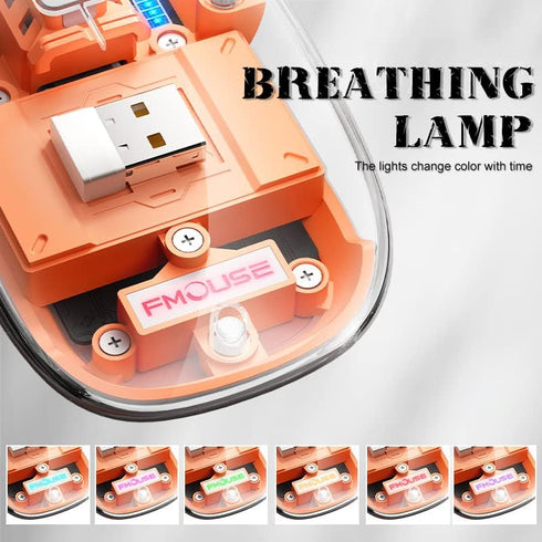 Transparent Wireless Mouse BT5.1/2.4G Bluetooth Mouse Rechargeable Mute Mouse for Mac,iPad,MacBook,Laptop,PC(Orange)...