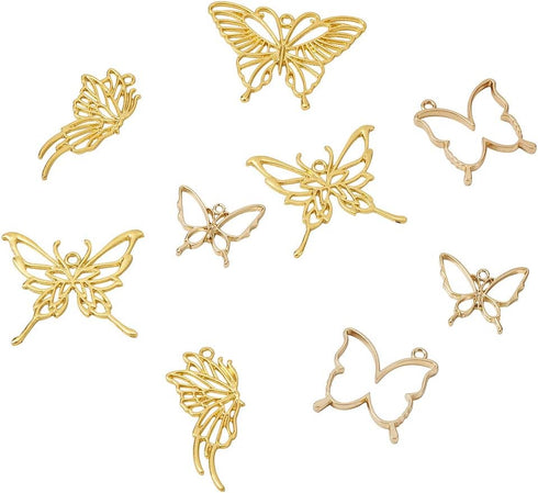 Assorted Style Open Back Bezel Charms Metal Hollow Frame Pendants Pressed Flower Charms for DIY UV Resin Jewelry Making...