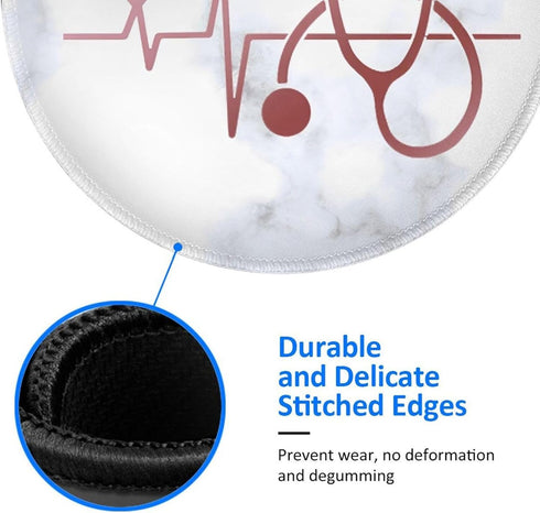 Mouse Pad Nurse Doctor Heart Stethoscope Marble Mouse Pads for Desk, Stitched Edge Mousepad with Non-Slip Rubber Base, Gaming Mouse Mat for Comput...
