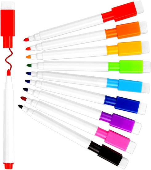 Magnetic Dry Erase Markers, 9Pcs Fine Tip Point Whiteboard Markers with erases White Board Dry Markers for Kids Teachers Office School Supplies...