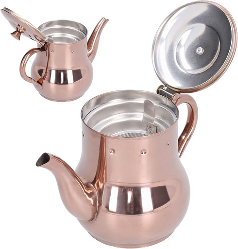 Teapots, 500ML Rose Gold Stainless Steel Teapot Integrated Cover and Anti?scalding Handle Design Tea Pot with Removable Infuser Suitable for Confe...