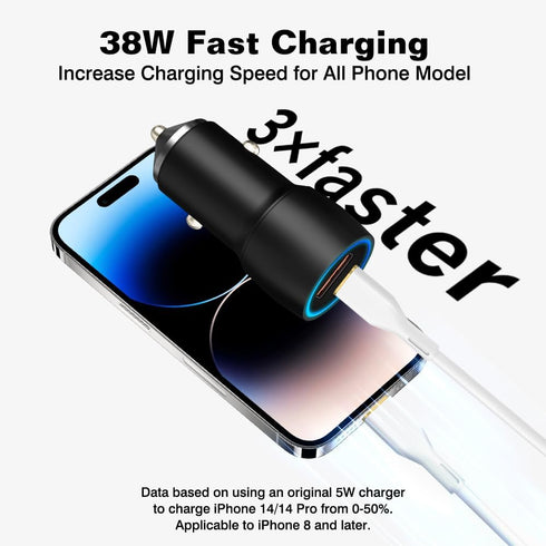 USB C Car Charger,Aluminum alloy Car Charger USB C Fast Charging, USB 20W & PD 18W Dual Port Car Charger Compatible with iPhone 15 Pro Max 14 13 i...