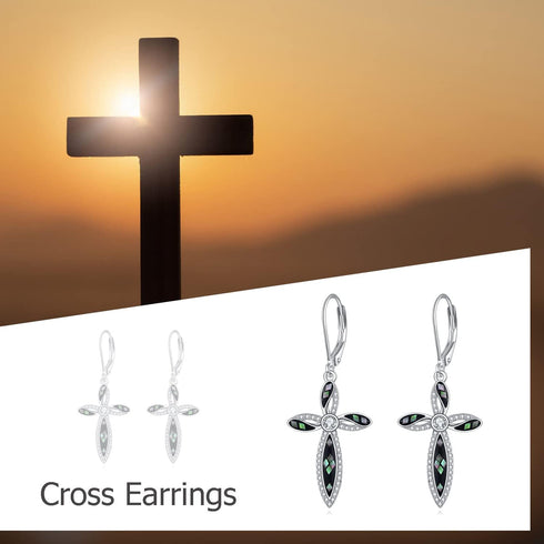 Cross Earrings 925 Sterling Silver Cross Dangle Drop Earring Gifts for Women...