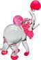 Garden Deco Glow in The Dark Pink Elephant Play Football Hand Blown Art Glass Figurine Ornament Sculpture...