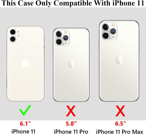 Vofolen Case for iPhone 11 Case Wallet 4-Card Holder ID Slot Flip Door Hidden Pocket Anti-Scratch Dual Layer Hybrid TPU Bumper Armor Protective Ha...