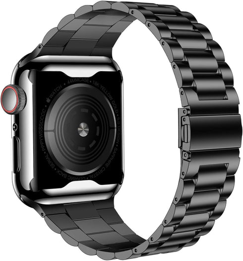 iiteeology Compatible with Apple Watch Bands 44mm Series 6 5 4 Se, Upgraded Stainless Steel Band with iWatch Screen Protector Case for Men Women B...