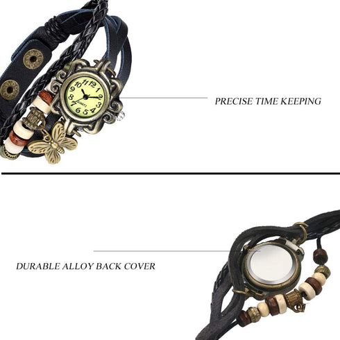 JewelryWe Women Quartz Bracelet Watch Fashion Weave Wrap Around Leather Wrist Watch Classic Bracelet Watch for Valentine’s Day...