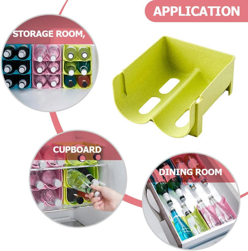 Hemoton Refrigerator Bottle Rack 3pcs Refrigerator Bottle Storage Rack Wine and Water Bottle Organizer Stackable Plastic Wine Rack Beer Can Storag...