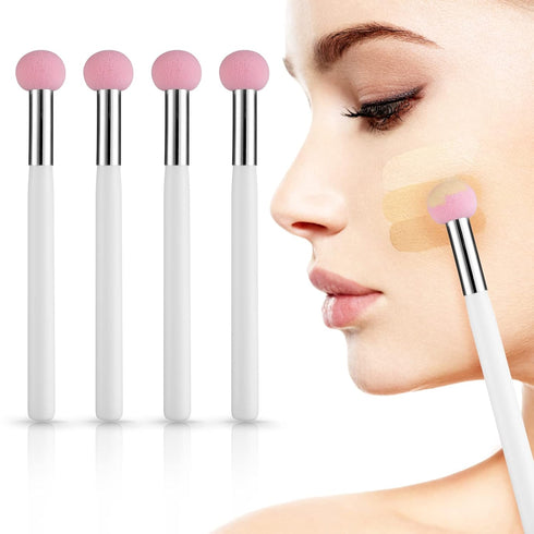 Sibba Foundation Brushes 4 PCS Makeup Setting Powder Blush Beauty Techniques Sponge Angled Stick Liquid Concealer Cream Nose Face Contour Make Up ...