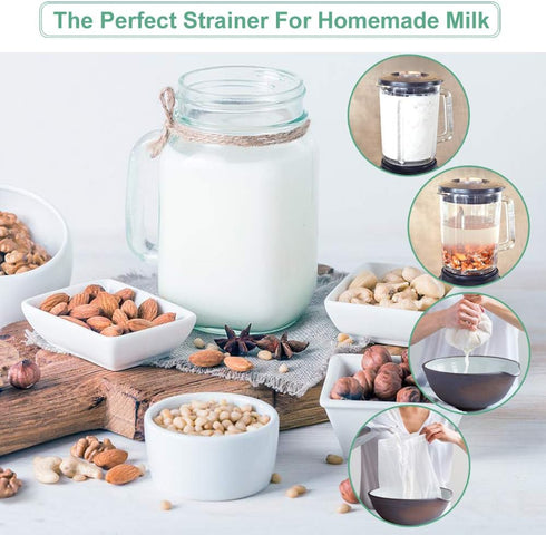Nut Milk Bag Reusable 3 Pack Food Strainer Nut Bags For Almond/Soy Milk Greek Yogurt Professional for Cold Brew Coffee Tea Beer Juice Fine Italian...