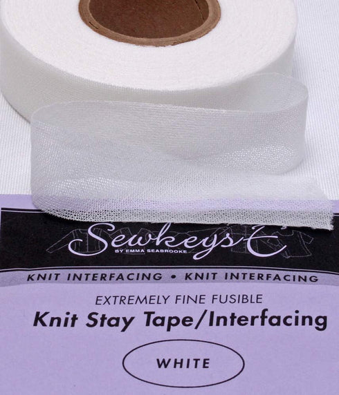 White - 1" Fusible Knit Stay Tape - 1" X 25 Yards SewkeysE Extremely Fine Knit Interfacing Sold by The 25 Yard Roll (KST1-WH) M494.08...