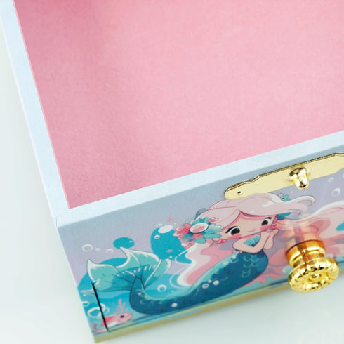 RR ROUND RICH DESIGN Kids Musical Jewelry Box for Girls Include Drawer and Pretty Jewelry Set with Cute Mermaid Theme - Beautiful Dream Tune Blue...