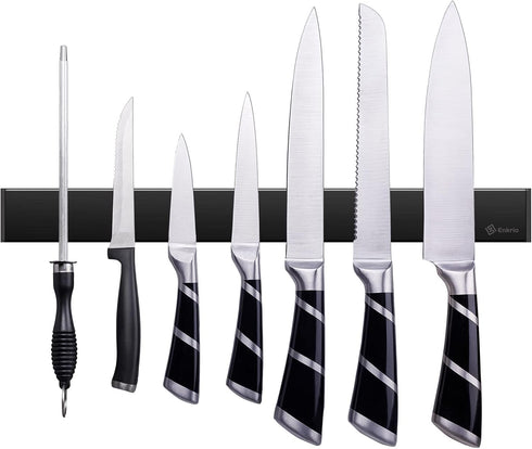 Magnetic Knife Holder for Wall, Enkrio 16 Inch Black Stainless Steel Knife Magnetic Strip No Drilling, Kitchen Magnet Knife Holder Strip Knife Rac...