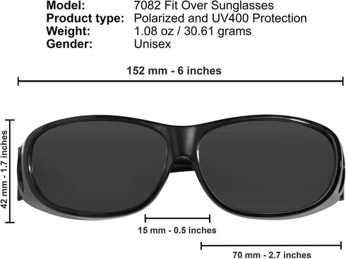Success Eyewear Fit Over Sunglasses Polarized Lens Wear Over Prescription Eyeglasses 100% UV Protection for Men and Women...
