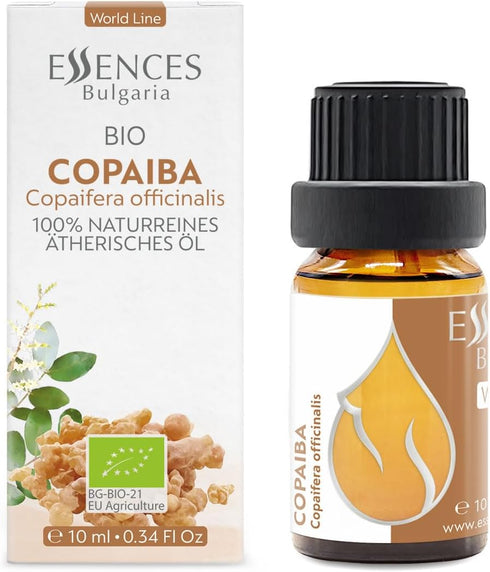 Essences Bulgaria Organic Copaiba Essential Oil 0.34 Fl Oz 10ml Copaifera officinalis - 100% Pure Natural Undiluted Therapeutic Grade Aromatherapy...