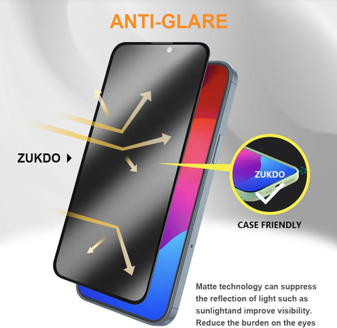 for iPhone 15 Plus 6.7" Matte Privacy Screen Protector with Camera Lens Protector Full Coverage Anti-glare Anti-spy Tempered Glass Film Anti-finge...