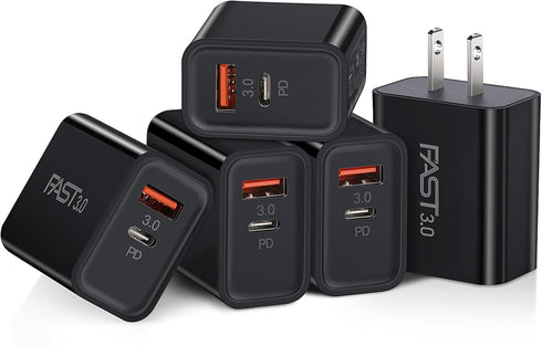 5 Pack USB C Wall Charger Block Boxeroo Dual Port PD Power Delivery Fast Type C Charging Block USB C Adapter Plug Box Brick for iPhone 15 Pro Max,...