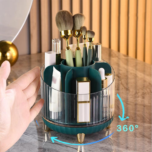 Makeup Brush Holder 360 Rotating Large Capacity Cosmetic Organizer 7 Slot Makeup Organizer Container Desktop Storage Stationery Storage(Green)...