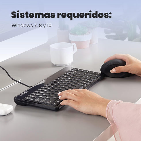 Perixx PERIBOARD-409U ES - Mini USB Teclado - Negro Brillante - QWERTY Español con Ñ tecla...