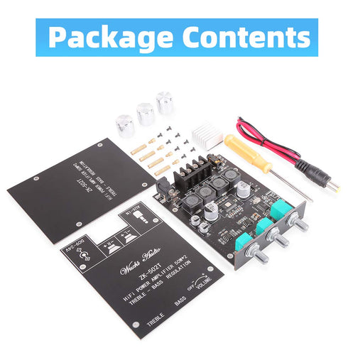 ZK-502T Bluetooth Amplifier Board with Treble and Bass Control, TPA3116D2 50W x 2, DC:9-24V, Bluetooth 5.0 AMP Board for Home Passive Speakers...