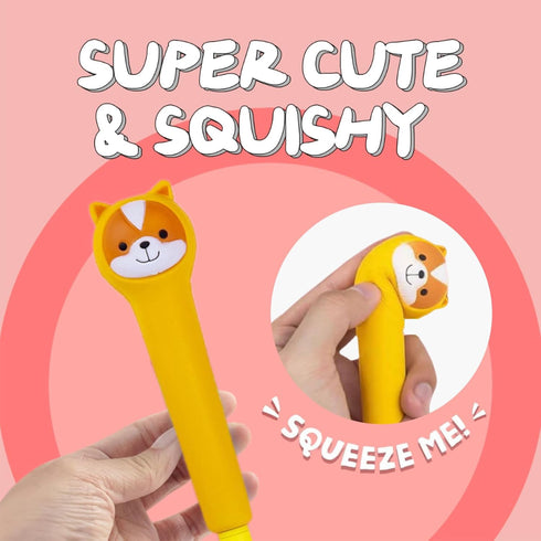 12pcs Cute Kawaii Pens For Girls Animals Fruit Shaped Stress Relief Supplies Sponge Squishy Gel Ink Pens Set with Replacement Refills For Students...