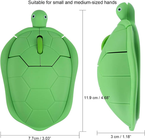 Cute Animal Turtle Shaped Wireless Mouse 3 Buttons 1600 DPI Kawaii Silent Optical Cordless Mice for Laptop PC Computer Notebook Desktop (Green)...