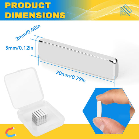 Small Strong Neodymium Magnets Bar 55Pcs, 0.79x0.2x0.08inches Powerful Rare Earth Magnet, Rectangular Magnetic Bar, Mini Fridge Magnets for Crafts...