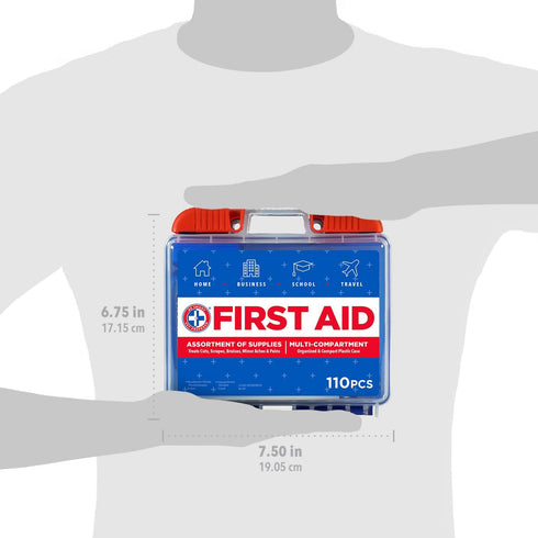 Be Smart Get Prepared 110 pc First Aid Kit: Clean, Treat, Protect Minor Cuts, Home, Office, Car, School, Business, Travel, Emergency, Outdoor, Cam...