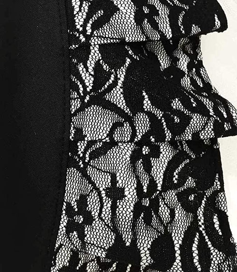 Black Lace Flirty Apron with Pocket, Fun Retro Sexy Cooking Pinup Aprons for Women Girls...