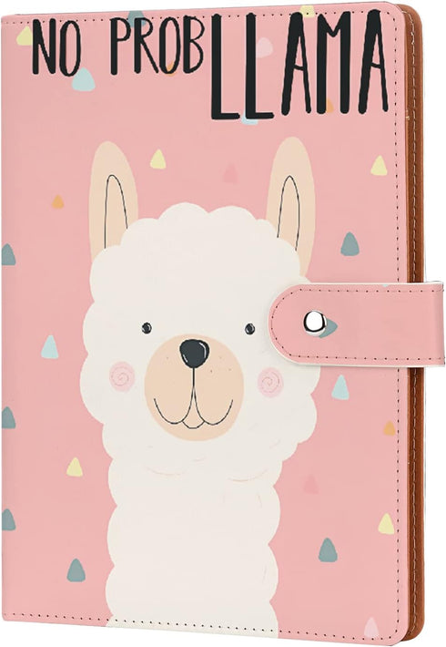 Animals Lover Gift Animals Leather Portfolio Folder A5 Size Just A Girl Who Loves Stitch/Frogs/Foxes/Turtles/Llamas/Narwhals/Eeyore Folder (Pink L...