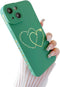 for iPhone 14 Plus Case for Women Girls Cute, Gold Plated Letter Double Heart Case Soft Shockproof, Full Camera Lens Protective Phone Cases for iP...