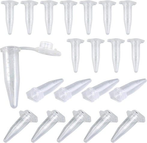 500PCS 0.5ML Clear Plastic Graduated microcentrifuge Test Tubes with Attached Lid,Micro Centrifuge Small Sample Bottle Vials Container with Cap fo...
