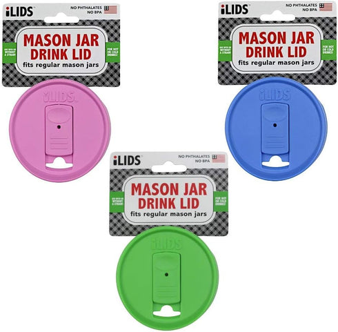 Mason Jar Drink Lid, Wide Mouth, Whimsy, Pack of 3...