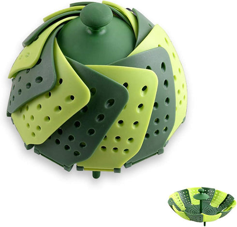 Lotus steamer basket, Folding Steamer,BPA-Free,Green Kitchenware Accessory, Non-Scratch Silicone cookware...