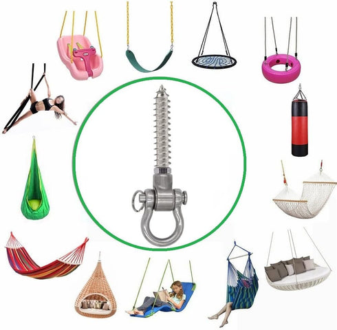 2 Permanent Anti Rust Bearing Hanger Heavy Duty, 1500 LBS, 180° Swing Hardware, for Yoga Hammock Chair sandbag Playground Accessories...