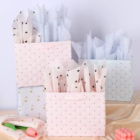 Black and White Tissue Paper, Heart Pattern Flowers Wrapping Paper Sheets Anniversary Bouquet Packaging Materials 28pcs Clothes Packing DIY Crafts...