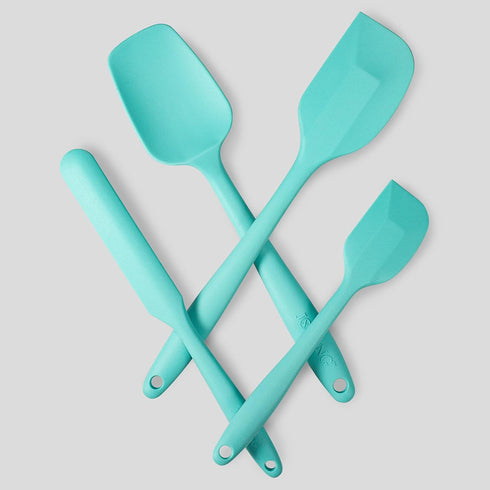 4 Piece Silicone Spatula Set, Flexible Heat Resistant Non-scratch Baking Cooking Rubber Spatulas with Stainless Steel Core, Aqua Sky...